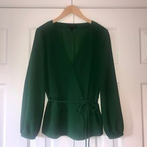 J.Crew Drapey Crepe Faux-Wrap Top, Size 6